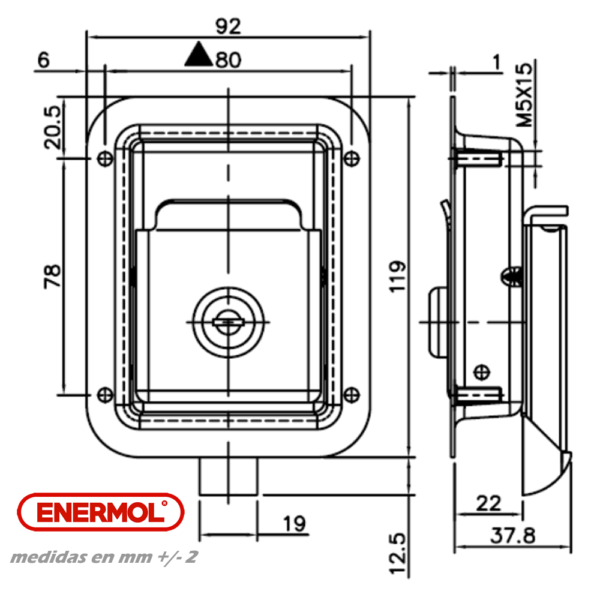 Cerradura de Embutir, bauleras, motorhome, medidas 120X93 - Imagen 4