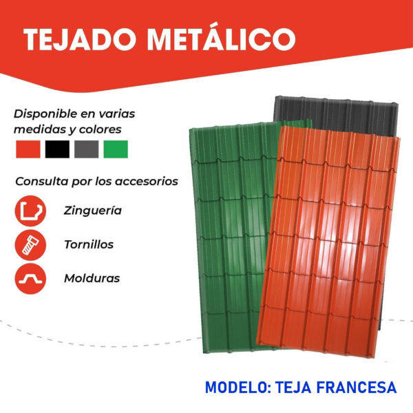 Tejado Metálico Simil teja francesa, color