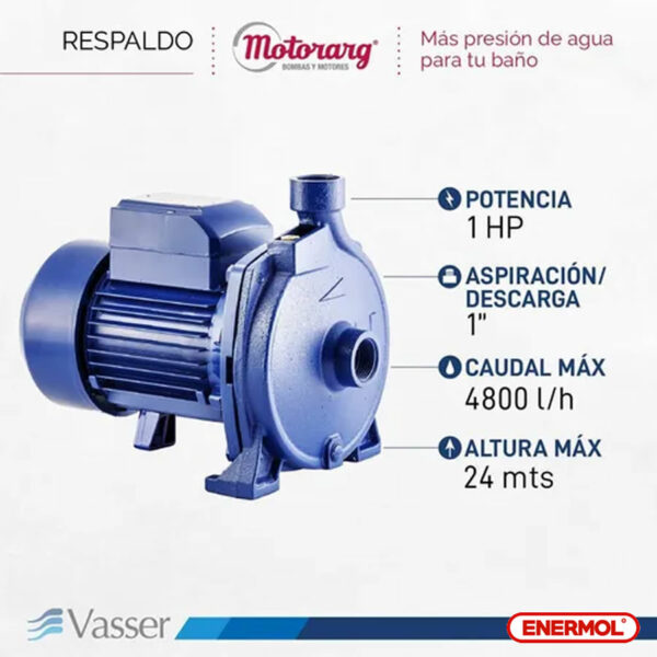 Bomba Centrífuga Vasser Qc100 1 Hp - Imagen 3