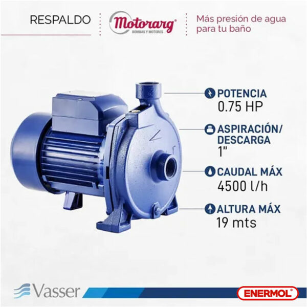 Bomba Centrífuga Vasser QC75 0.75 Hp - Imagen 3