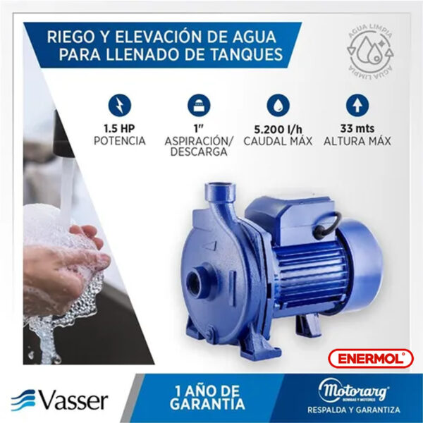 Bomba De Agua Centrífuga Qc150 Vasser 1.5hp - Imagen 2