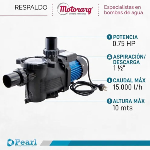 Bomba Pileta Autocebante Pearl Mini Pool 75m - Imagen 2