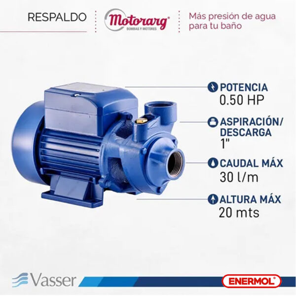 Bomba Periférica Vasser Qb60 0.5 Hp - Imagen 2