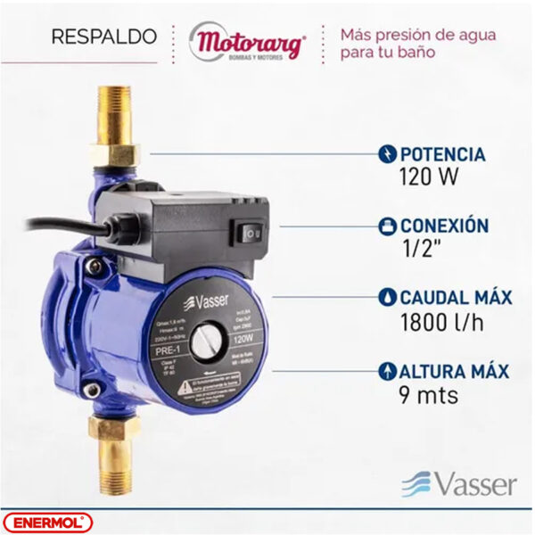 Bomba Presurizadora Vasser PRE-1  120 Watts - Imagen 5