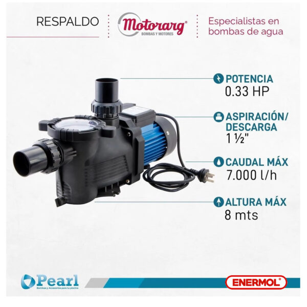 Bomba Pileta Autocebante Pearl Mini Pool 33m - Imagen 9