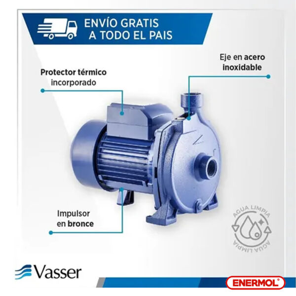Bomba De Agua Centrífuga Qc150 Vasser 1.5hp - Imagen 3