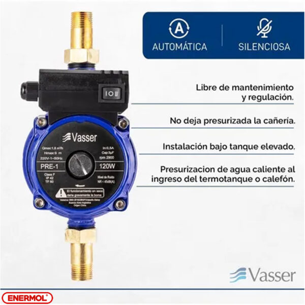 Bomba Presurizadora Vasser PRE-1  120 Watts - Imagen 6