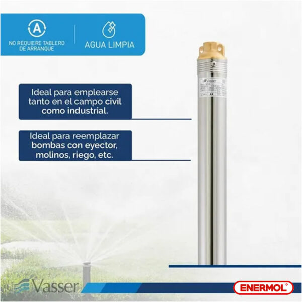 Bomba Sumergible Riego Pozo Vasser Bs2-40 2" - Imagen 3