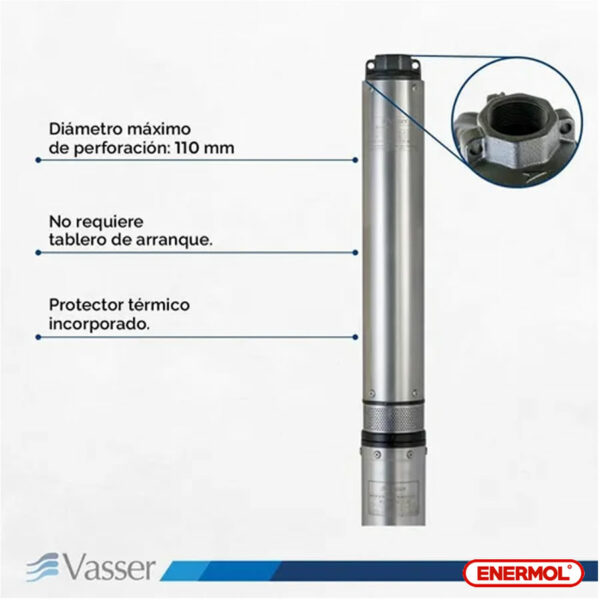 Bomba Sumergible Riego Pozo Vasser Bs4-100 4" - Imagen 6