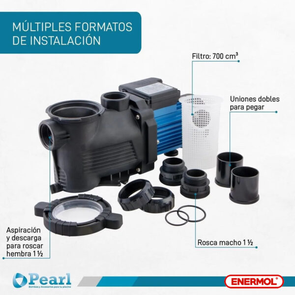 Bomba Pileta Autocebante Pearl Mini Pool 50m - Imagen 8