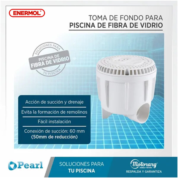Toma De Fondo Fibra De Vidrio Pearl Boca 50 mm - Imagen 2