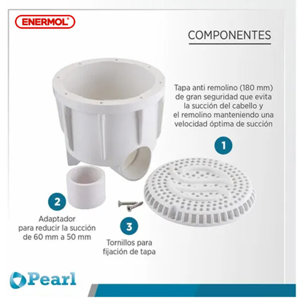 Toma De Fondo Fibra De Vidrio Pearl Boca 50 mm - Imagen 3