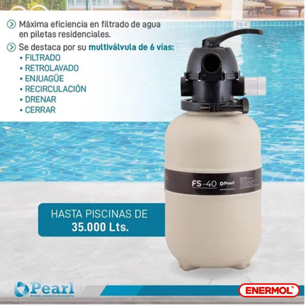 Filtro Pileta Pearl Fs-40 Válvula 6 Vías 35.000 Litros - Imagen 7