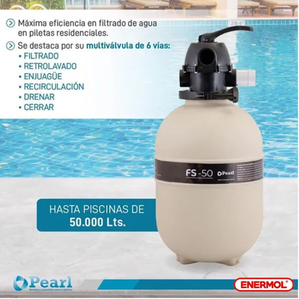 Filtro Pileta Pearl Fs-50 Válvula 6 Vías 50.000 Litros - Imagen 5