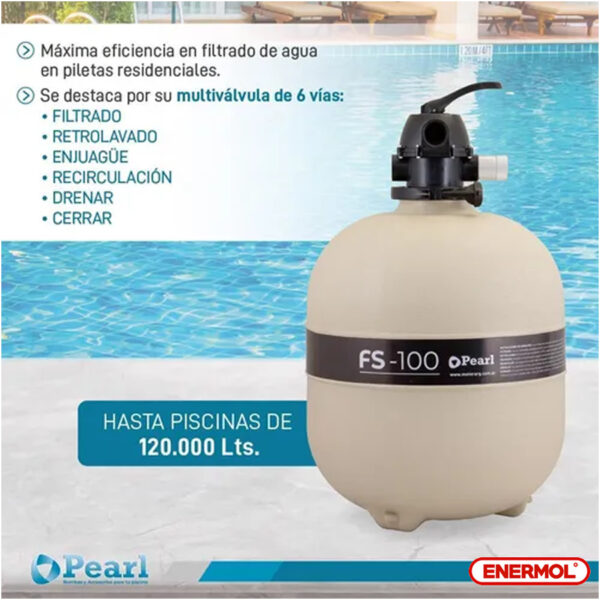 Filtro Pileta Pearl Fs-100 Válvula 6 Vías 120.000 Litros - Imagen 3