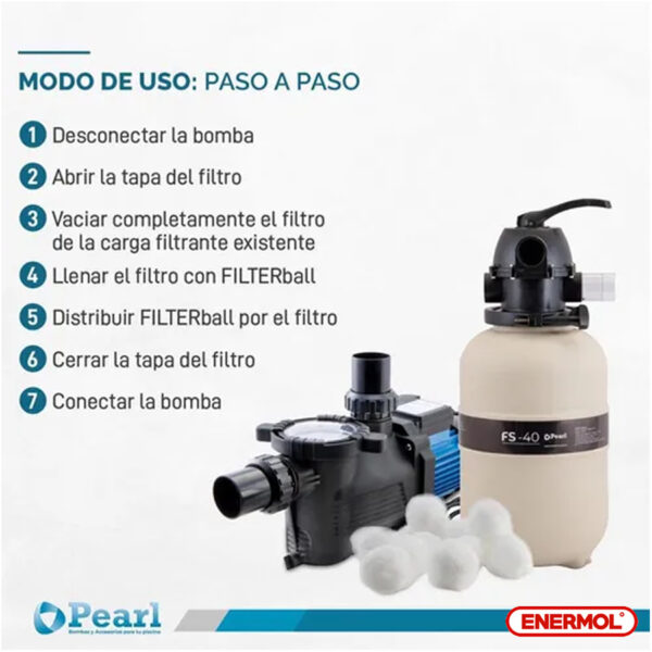 Carga Filtrante Pearl Esferas Polimero =25 Kg Arena - 700 Gr - Imagen 5