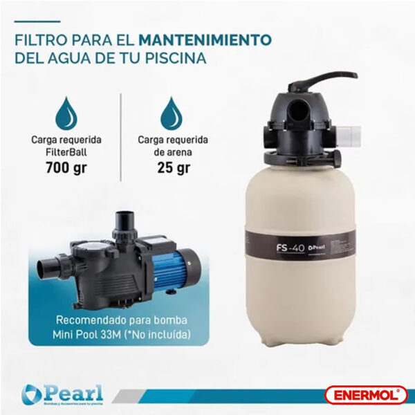 Filtro Pileta Pearl Fs-40 Válvula 6 Vías 35.000 Litros - Imagen 8