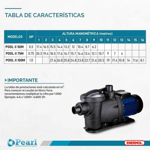Bomba Pileta Autocebante Pearl Pool II 50m 0.5 Hp - Imagen 5