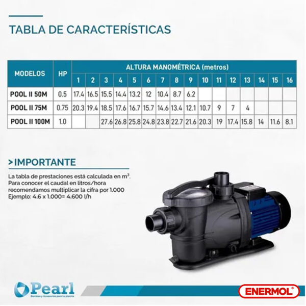 Bomba Pileta Autocebante Pearl Pool II 75m 0.75 Hp - Imagen 5