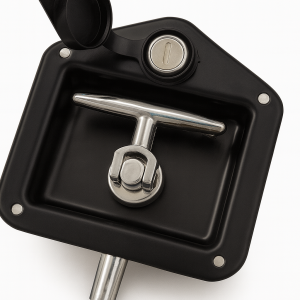 Cerradura Embutir Manija Tipo T Cromada, con regulación profundidad de cierre