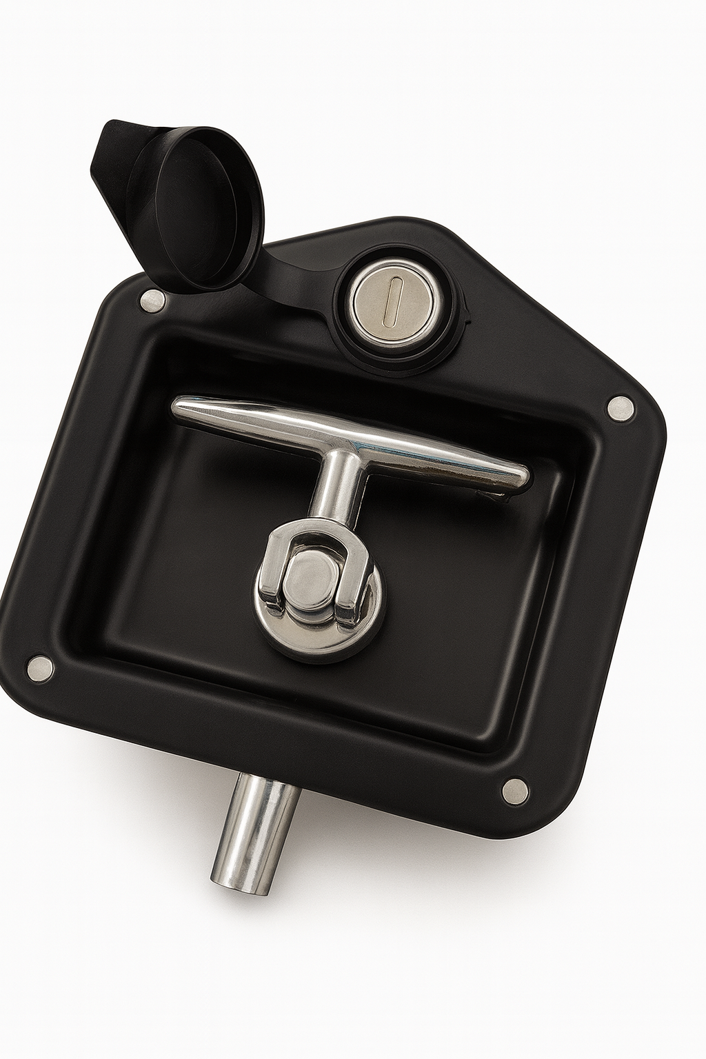 Cerradura Embutir Manija Tipo T Cromada, con regulación profundidad de cierre