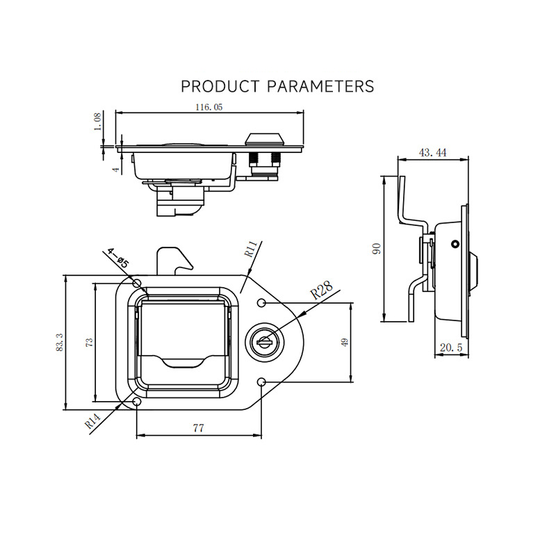 Cerradura de Embutir para Puertas de Apertura Superior, Uso Universal. Acero al carbono pintado color negro - Imagen 6