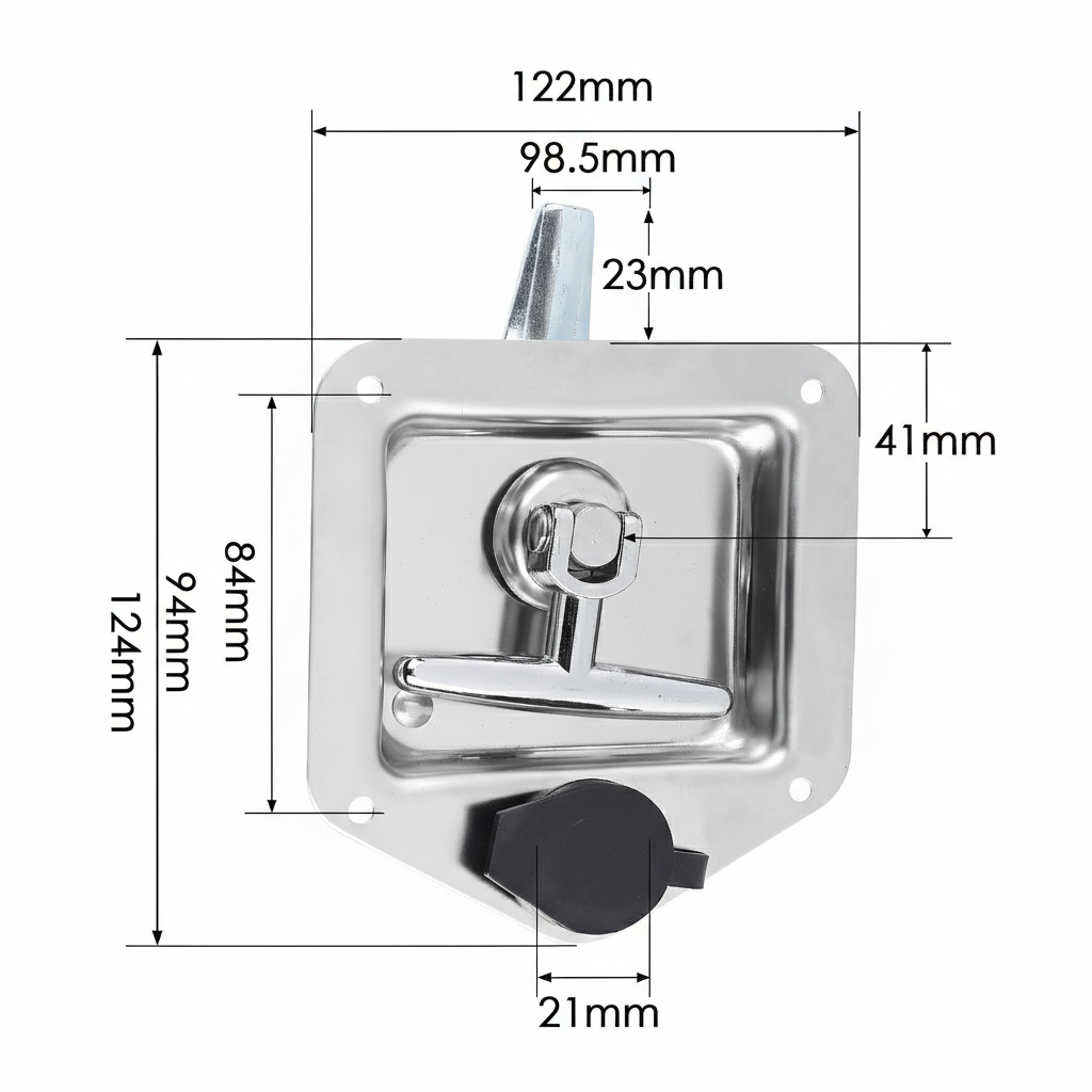 Cerradura Embutir Manija Tipo T Acero Inoxidable Pulido, con regulación profundidad de cierre - Imagen 6