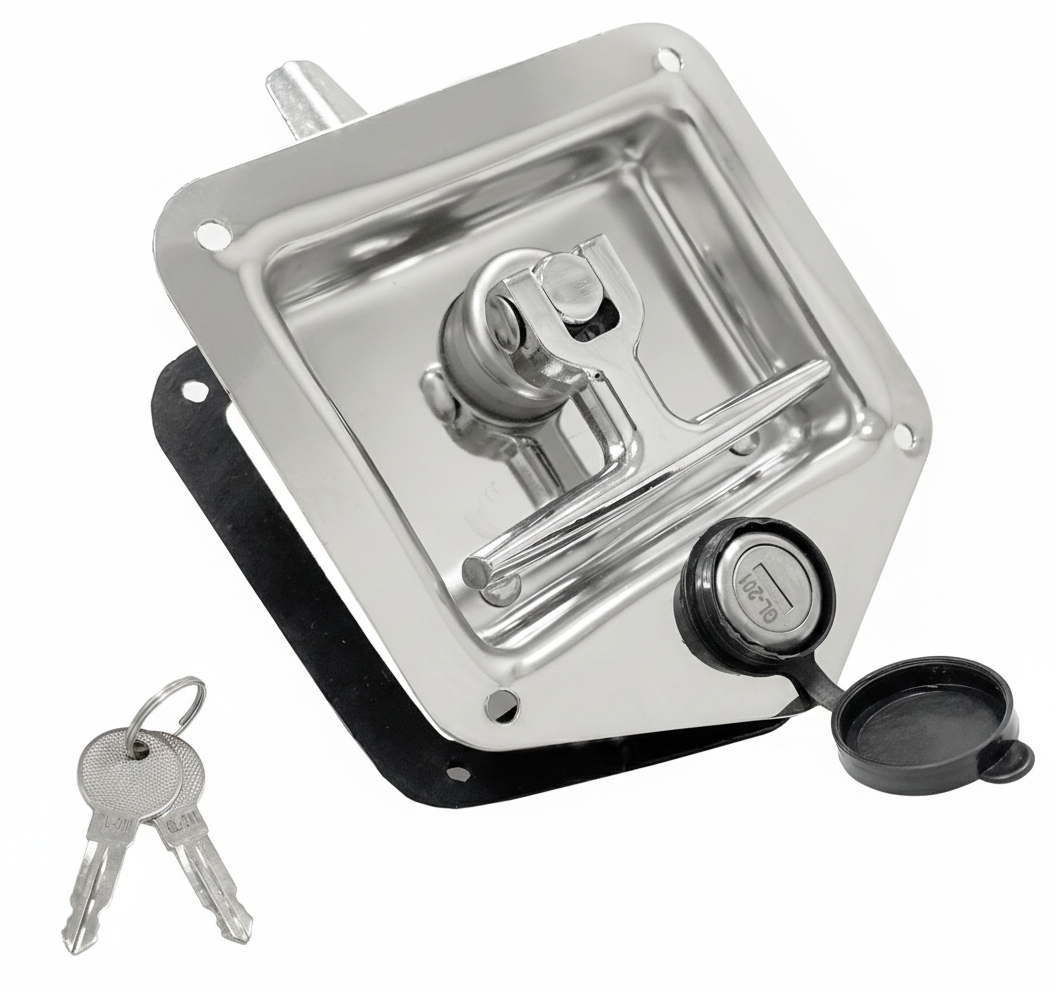 Cerradura Embutir Manija Tipo T Acero Inoxidable Pulido, con regulación profundidad de cierre - Imagen 2