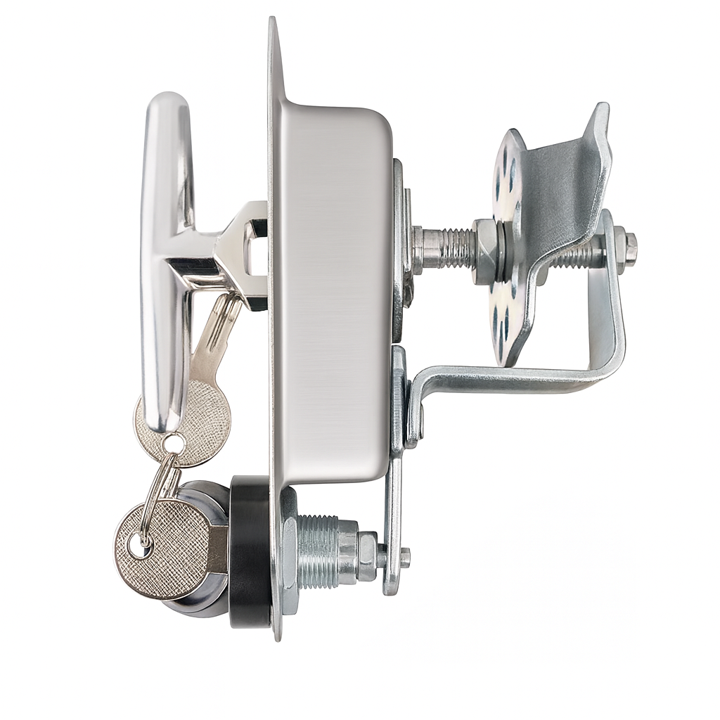 Cerradura Embutir Manija Tipo T Acero Inoxidable Pulido, con regulación profundidad de cierre - Imagen 4