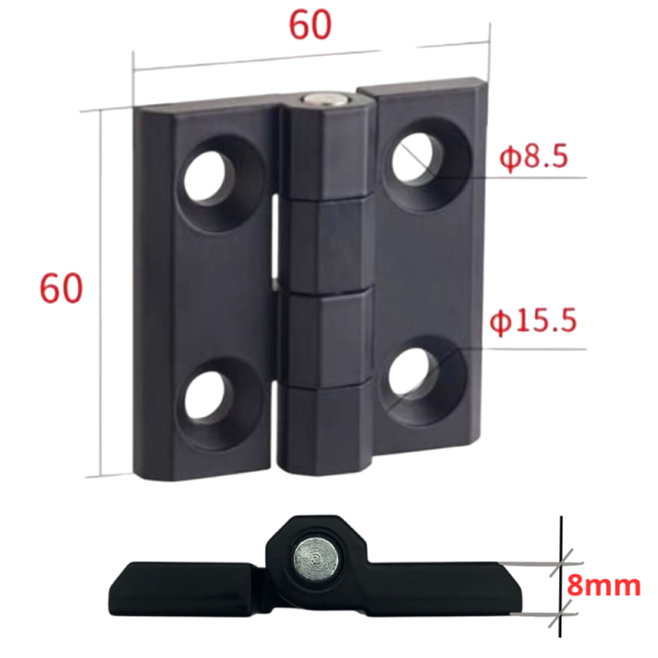 Bisagra de aleación de zinc, medidas 60m x 60mm x 8mm - 4 Agujeros - Imagen 3