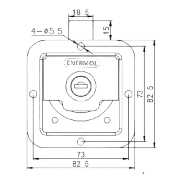 Cerradura 82 x 82 mm acero inoxidable de embutir, Uso en Bauleras, Mini Rodante, Cabinas, Motorhome, etc - Imagen 12